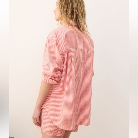 NWT Marine Layer Gracey Oversized seersucker shirt Sz M $138 - Picture 3 of 8